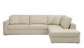 Beige Deco Tufted Italian Leather Modular L Shape Two Piece Corner Sectional